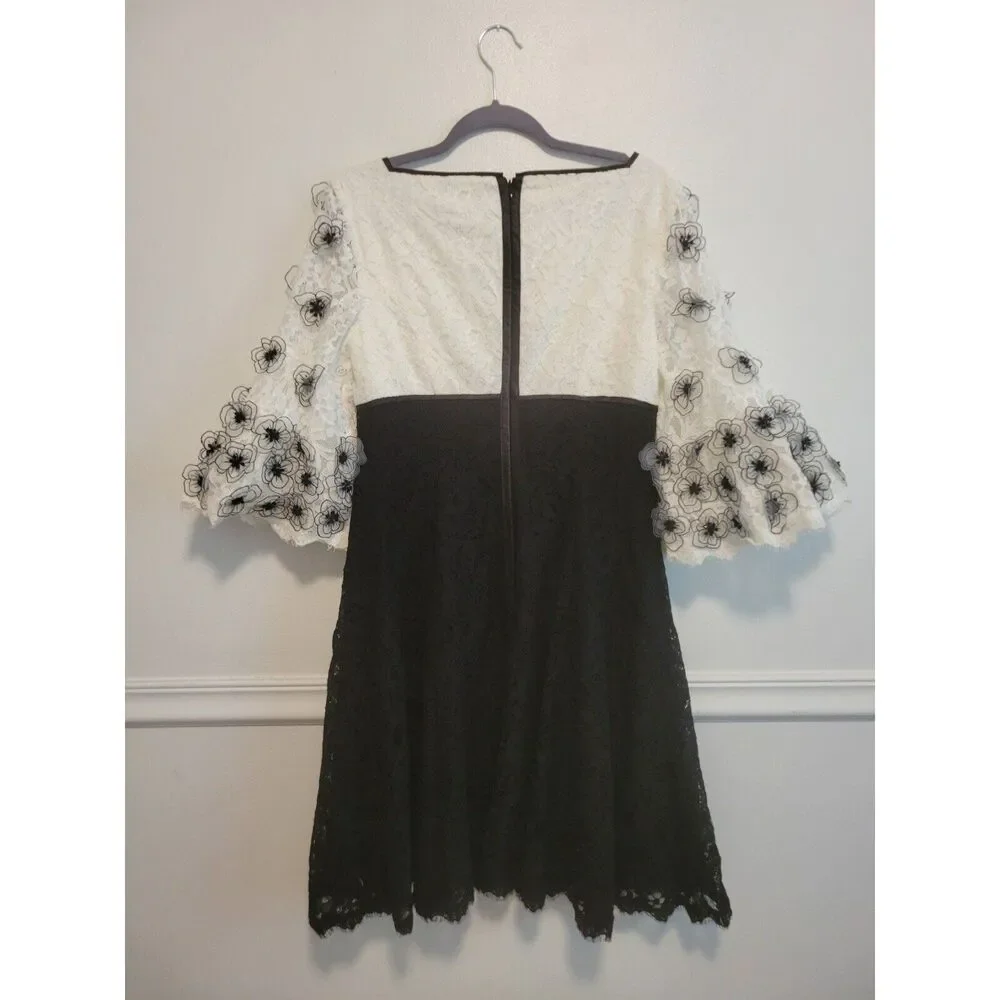 New without tags sz 8 Shani fit flare lace applique sleeve mini dress sequin - Picture 4 of 6